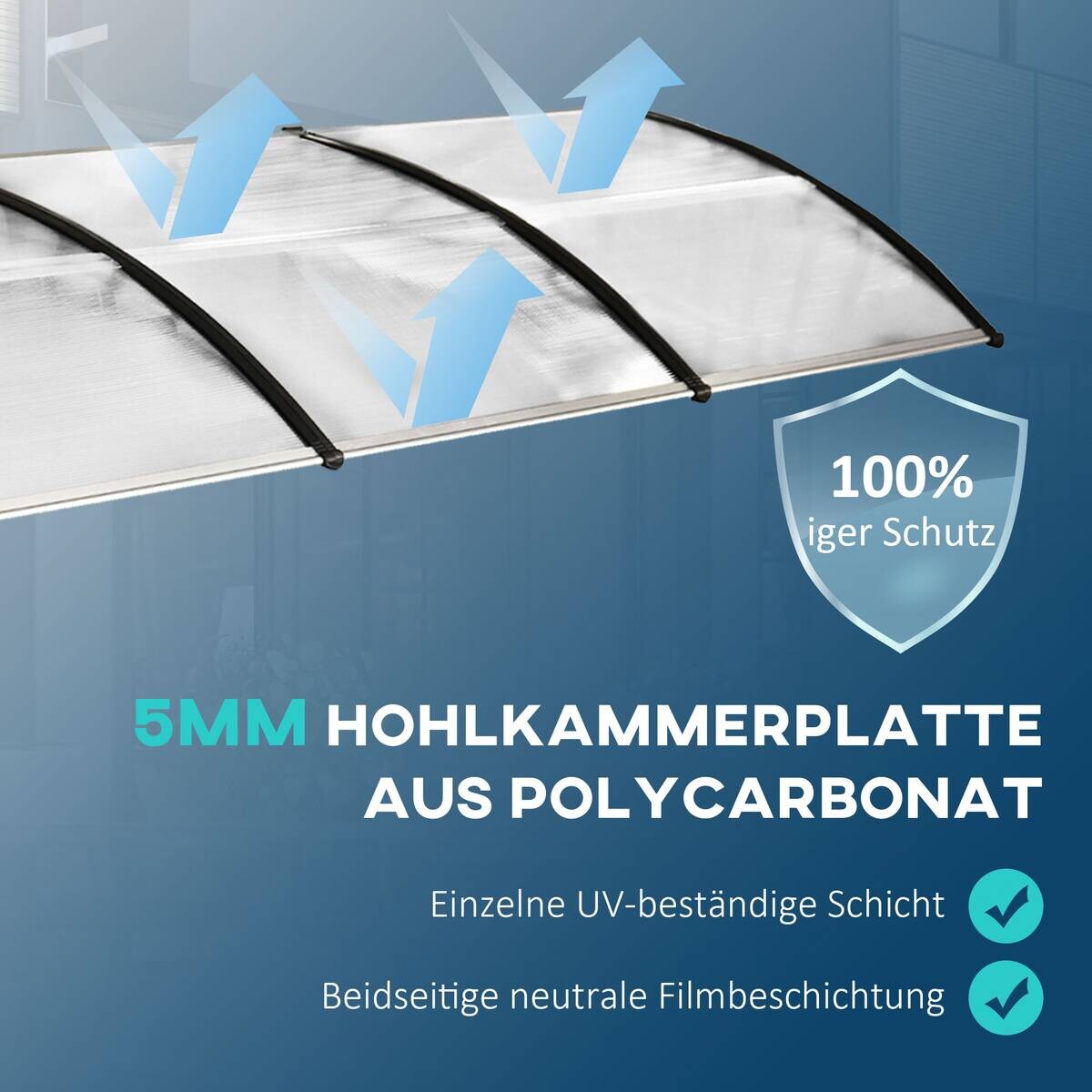 Outsunny Vordach weiß B/H/L: ca. 295x90x23,5 cm