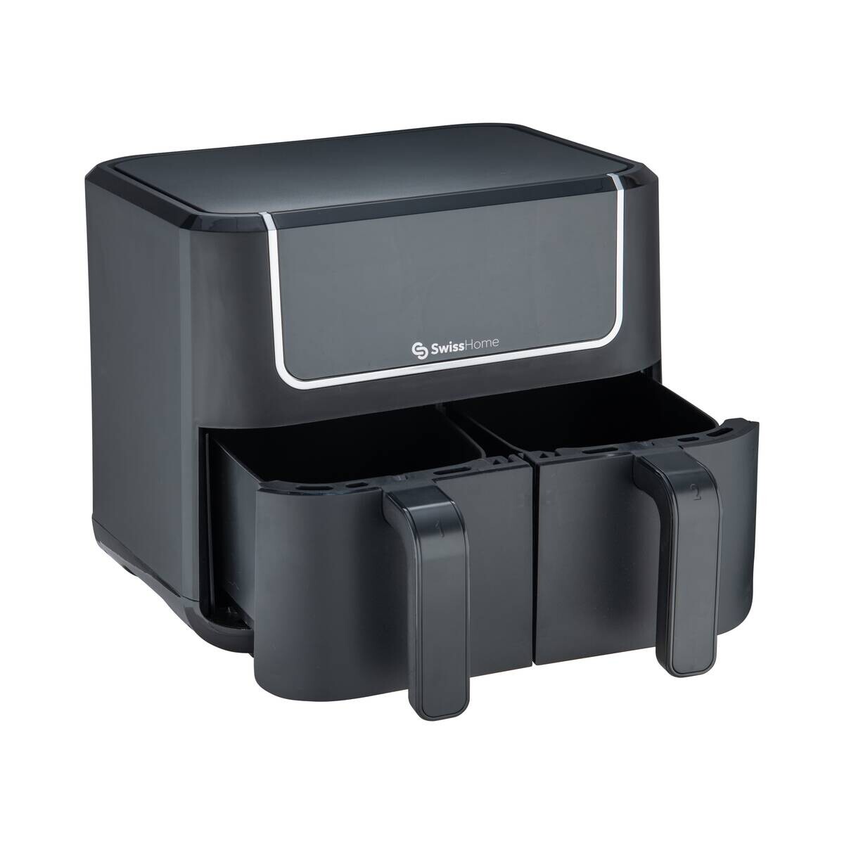 SWISS HOME Doppel-Heißluftfritteuse SH-6931 schwarz Kunststoff B/H/L: ca. 24x28x32 cm ca. 3 l