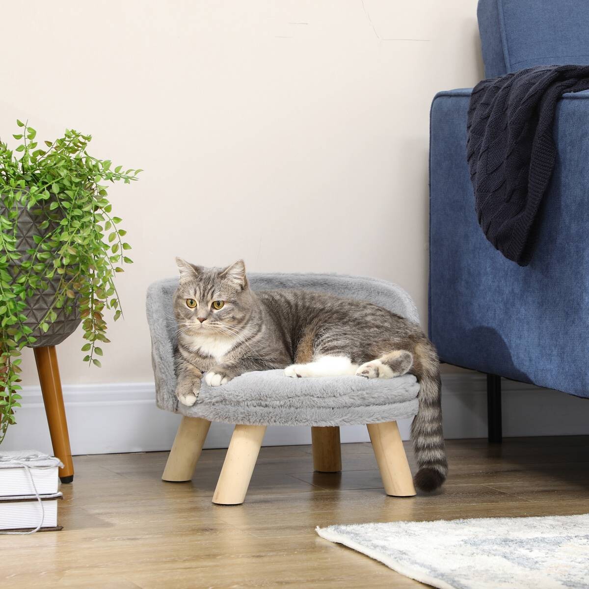 PawHut Haustierbett grau Polyester B/H/L: ca. 40,5x33x40,5 cm