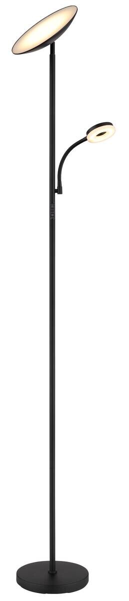 GLOBO LED-Deckenfluter Opal Chrom schwarz Metall Kunststoff H/D: ca. 179x25 cm 1 Brennstellen