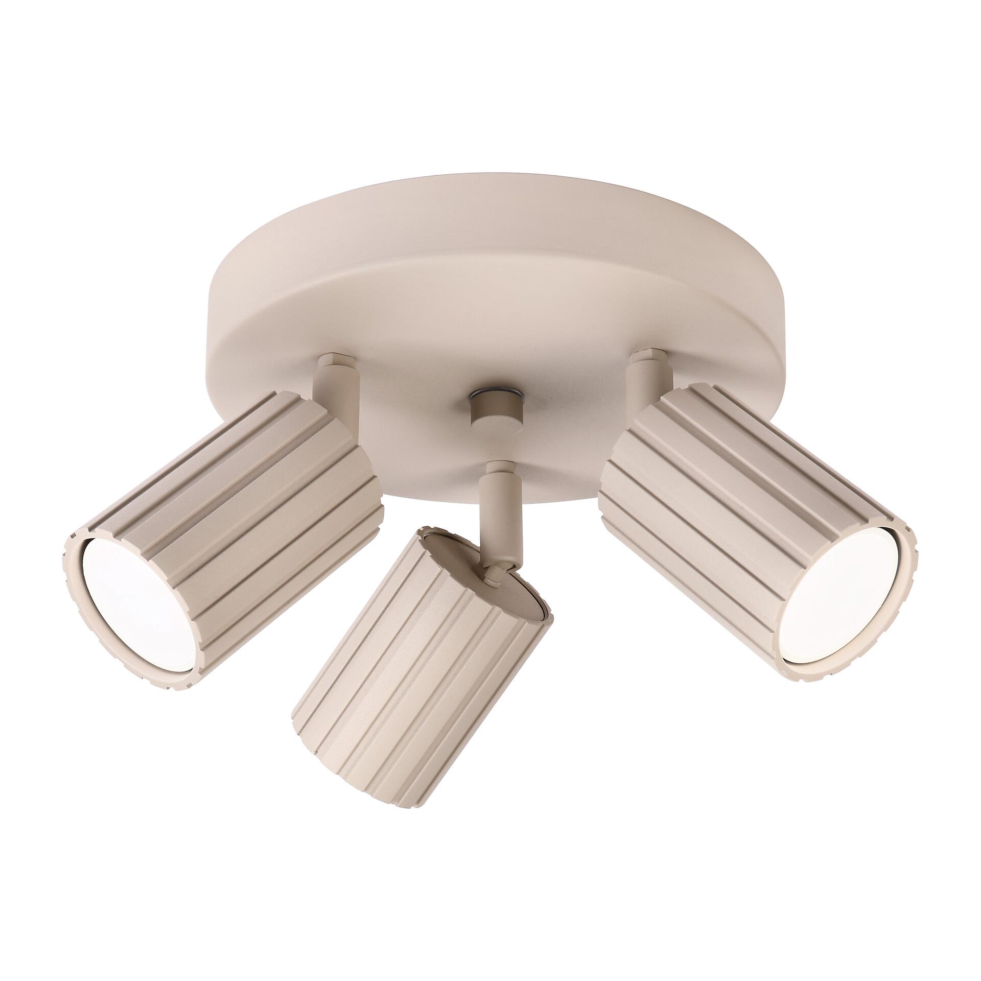 Lamkur Strahler Prisma beige Stahl B/H/L: ca. 18x19,5x18 cm 3 Brennstellen