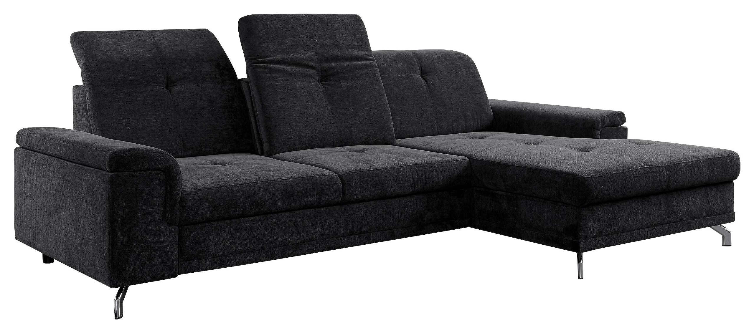 Ecksofa mit Bettfunktion und Bettkasten schwarz Microfaser B/H/T: ca. 270x104x170 cm