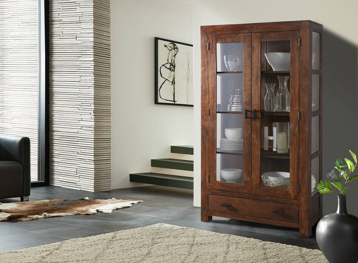 Vitrine Genua Akazie dunkel B/H/T: ca. 100x175x40 cm