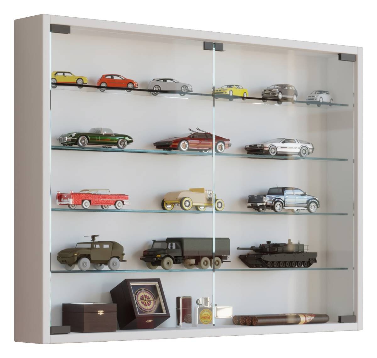 Vitrine Mandosa L weiß Holzwerkstoff Glas B/H/T: ca. 80x60x10 cm