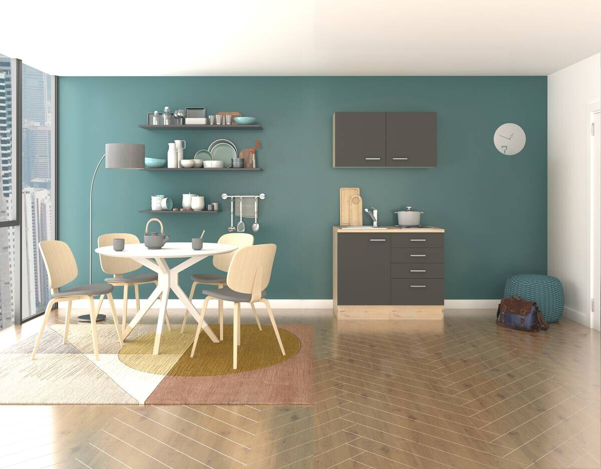 Flex-Well Küchenblock Morena Basalt matt B/H/T: ca. 100x200x60 cm