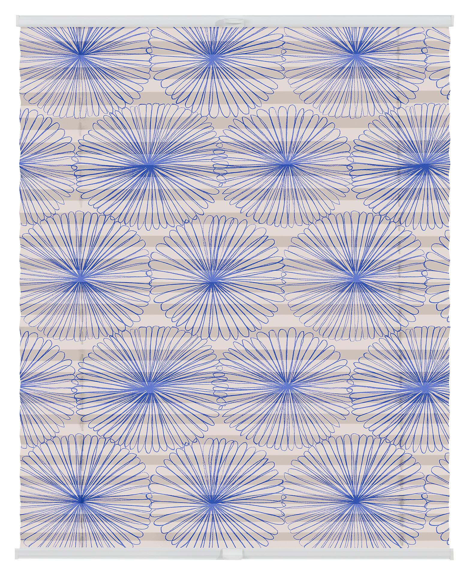 LICHTBLICK Spannplissee Flower Wheel blau B/L: ca. 100x130 cm