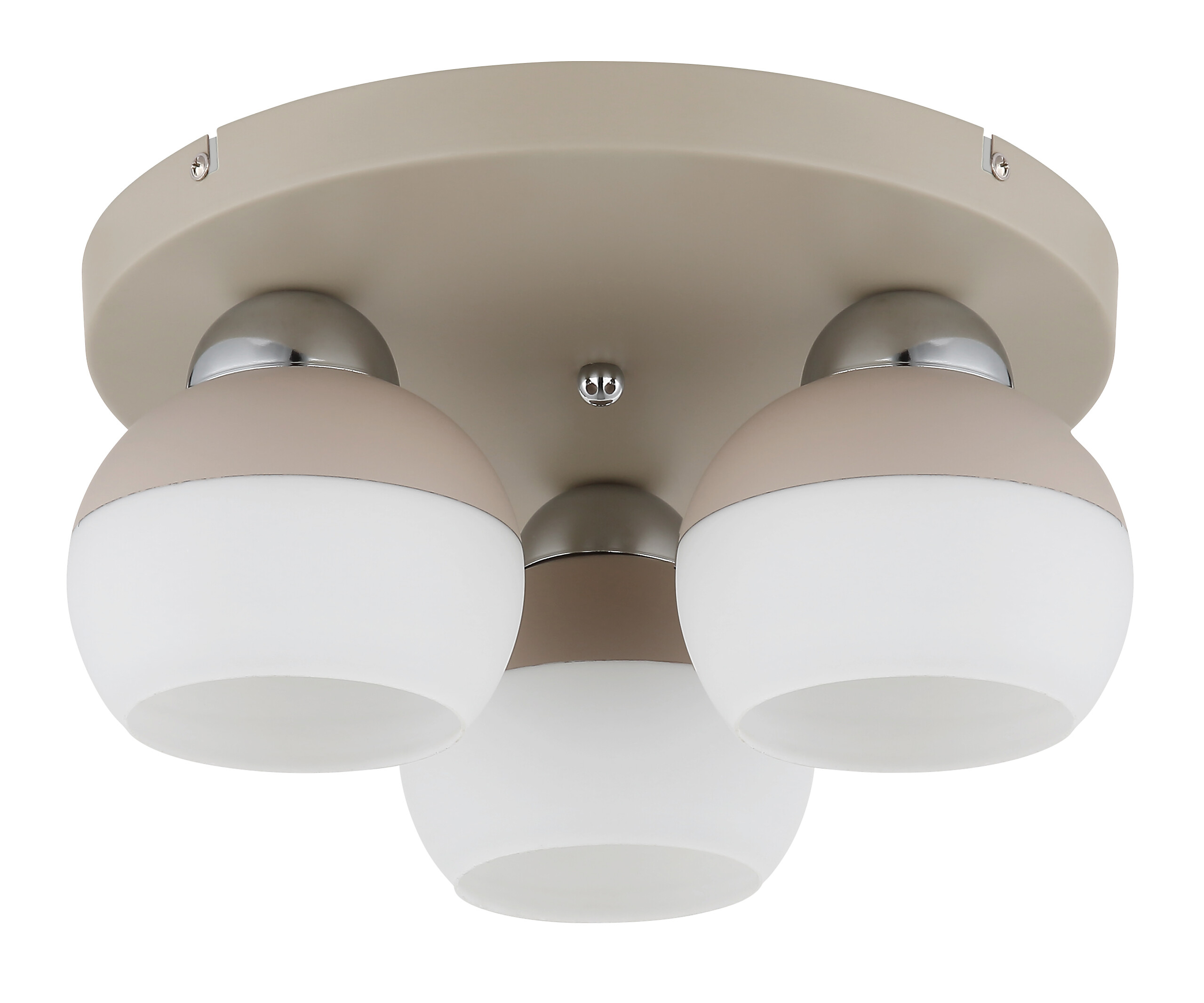 GLOBO Deckenleuchte Opal sand weiß Metall Glas H/D: ca. 15,5x31,5 cm E27 3 Brennstellen