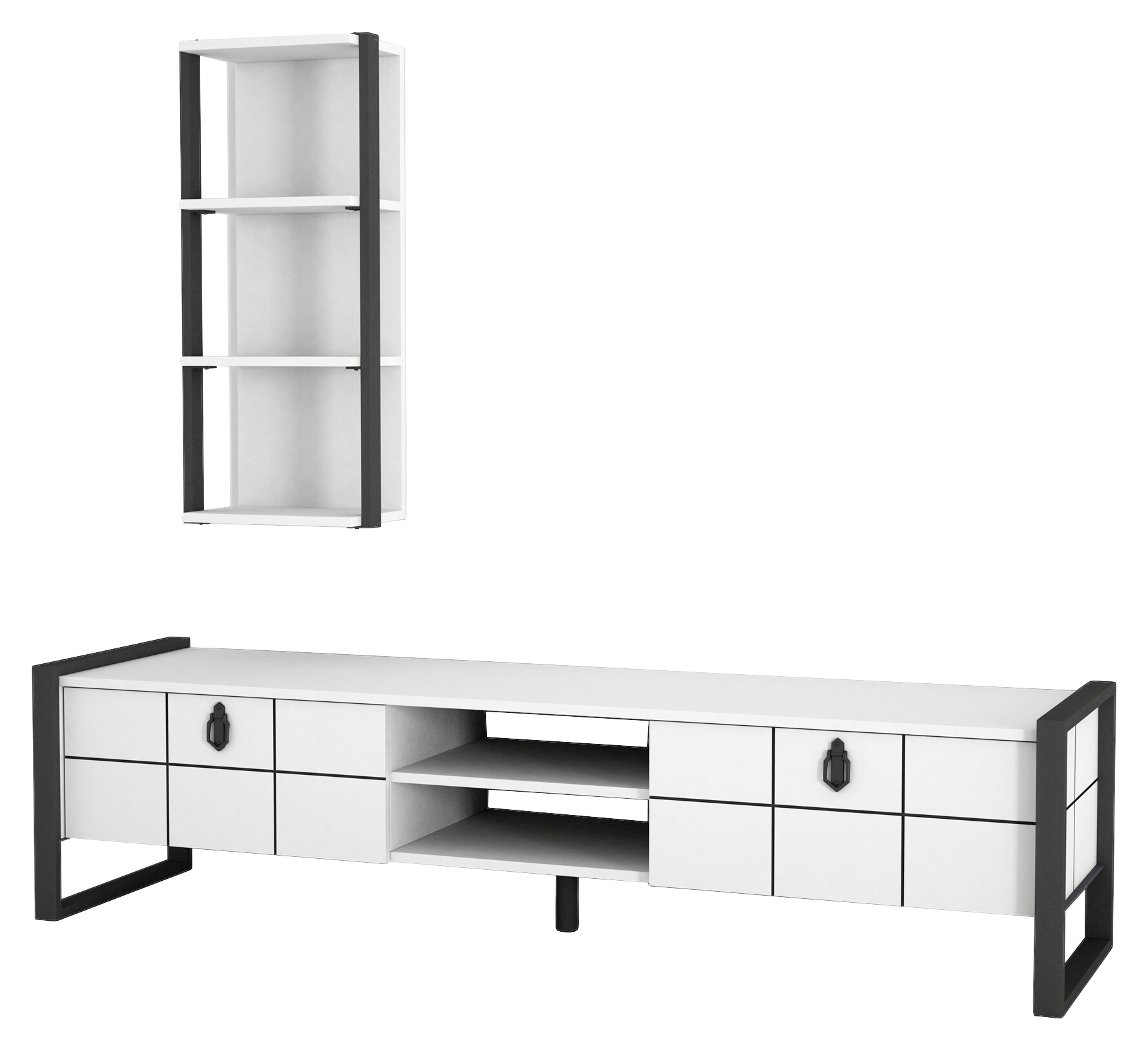 Wohnwand Lost weiß B/H/T: ca. 184,5x45x34 cm Wohnwand Lost weiß B/H/T: ca. 184,5x45x34 cm