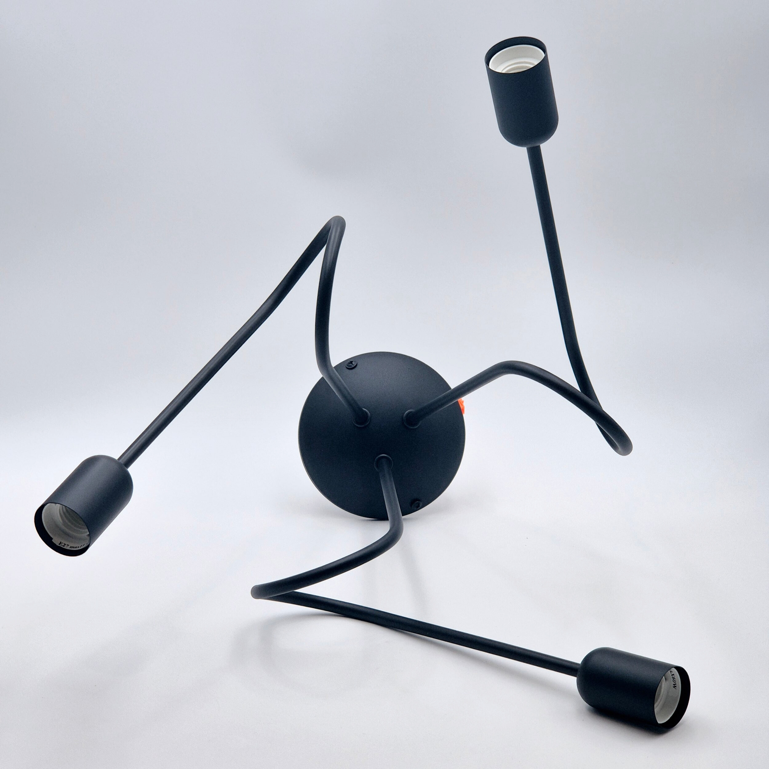 Lamkur Kronleuchter schwarz Stahl B/H/L: ca. 39x54x54 cm E27 3 Brennstellen