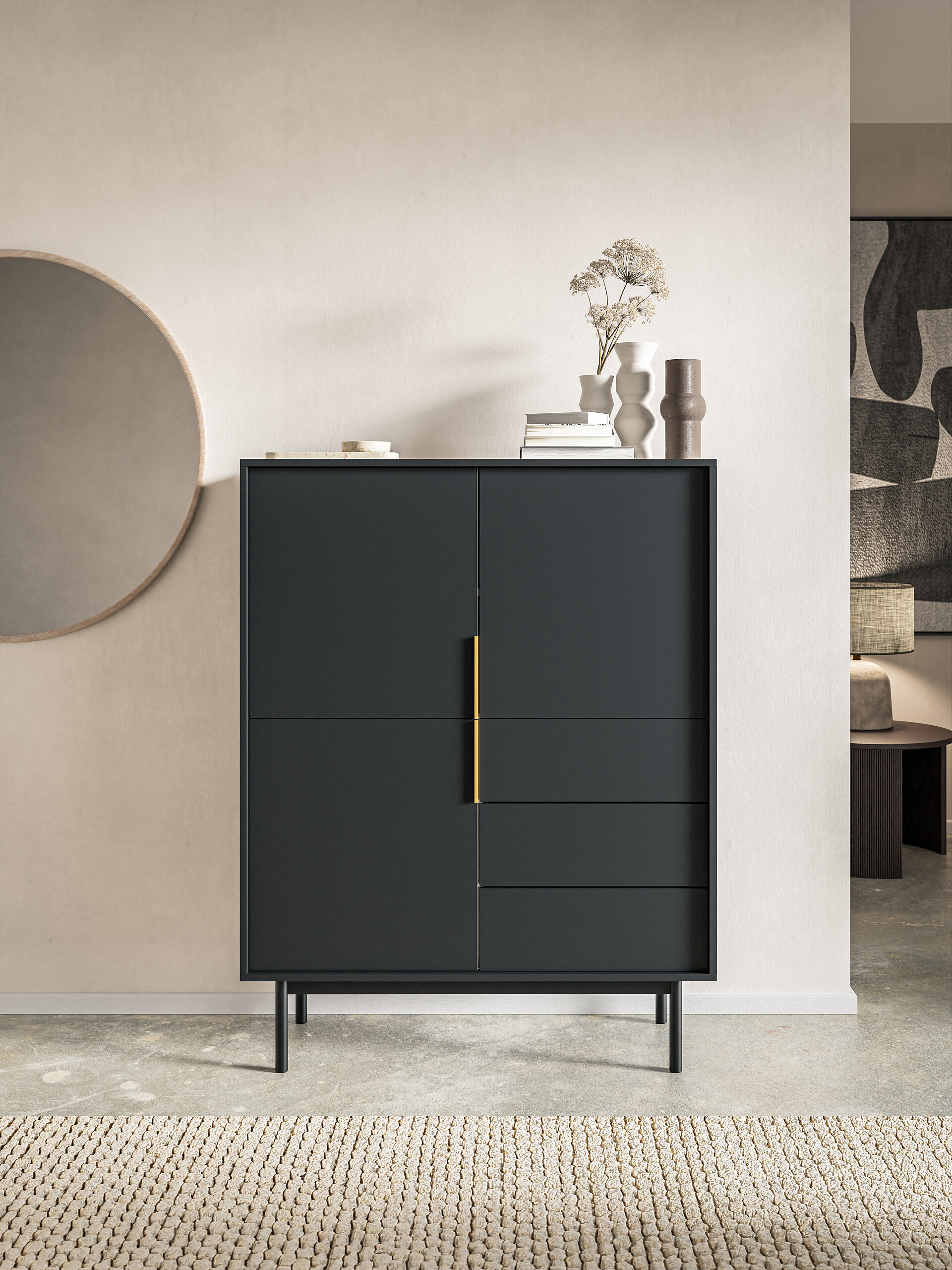 Highboard VIVA schwarz B/H/T: ca. 104x139,5x39 cm Highboard VIVA schwarz B/H/T: ca. 104x139,5x39 cm