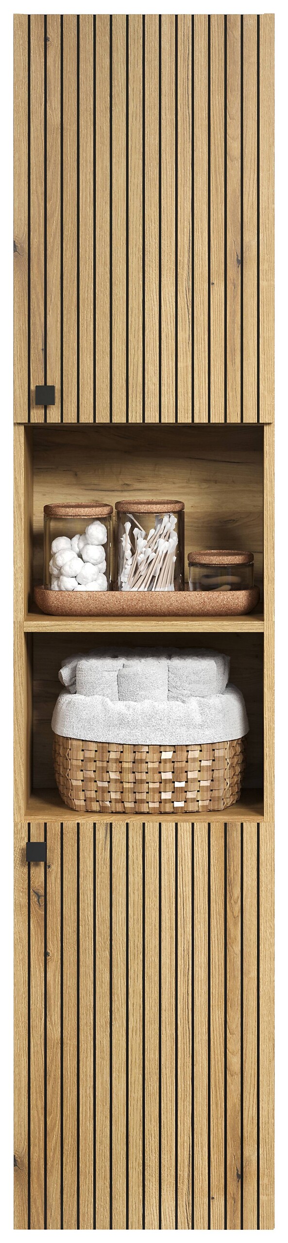 Hochschrank Pure Bliss Eiche Evoke Oak Nachbildung schwarz B/H/T: ca. 40x186x31 cm