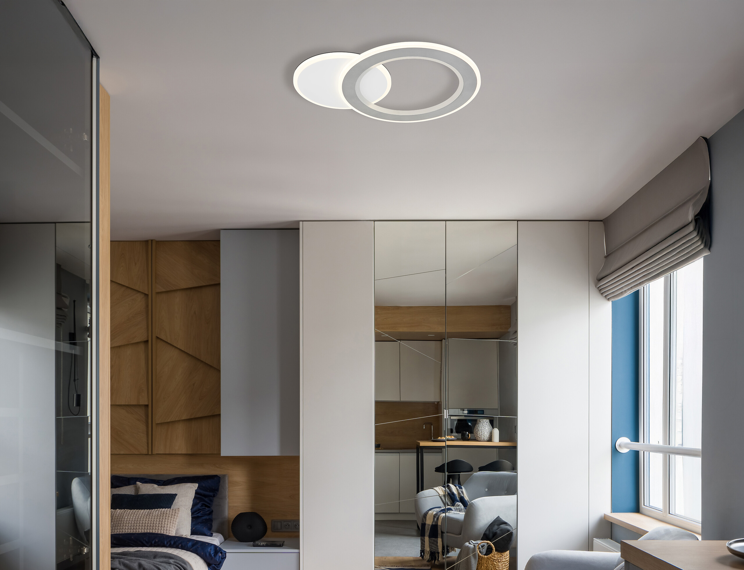 GLOBO LED-Deckenleuchte Opal weiß Metall Kunststoff B/H/L: ca. 38x4x51 cm 1 Brennstellen