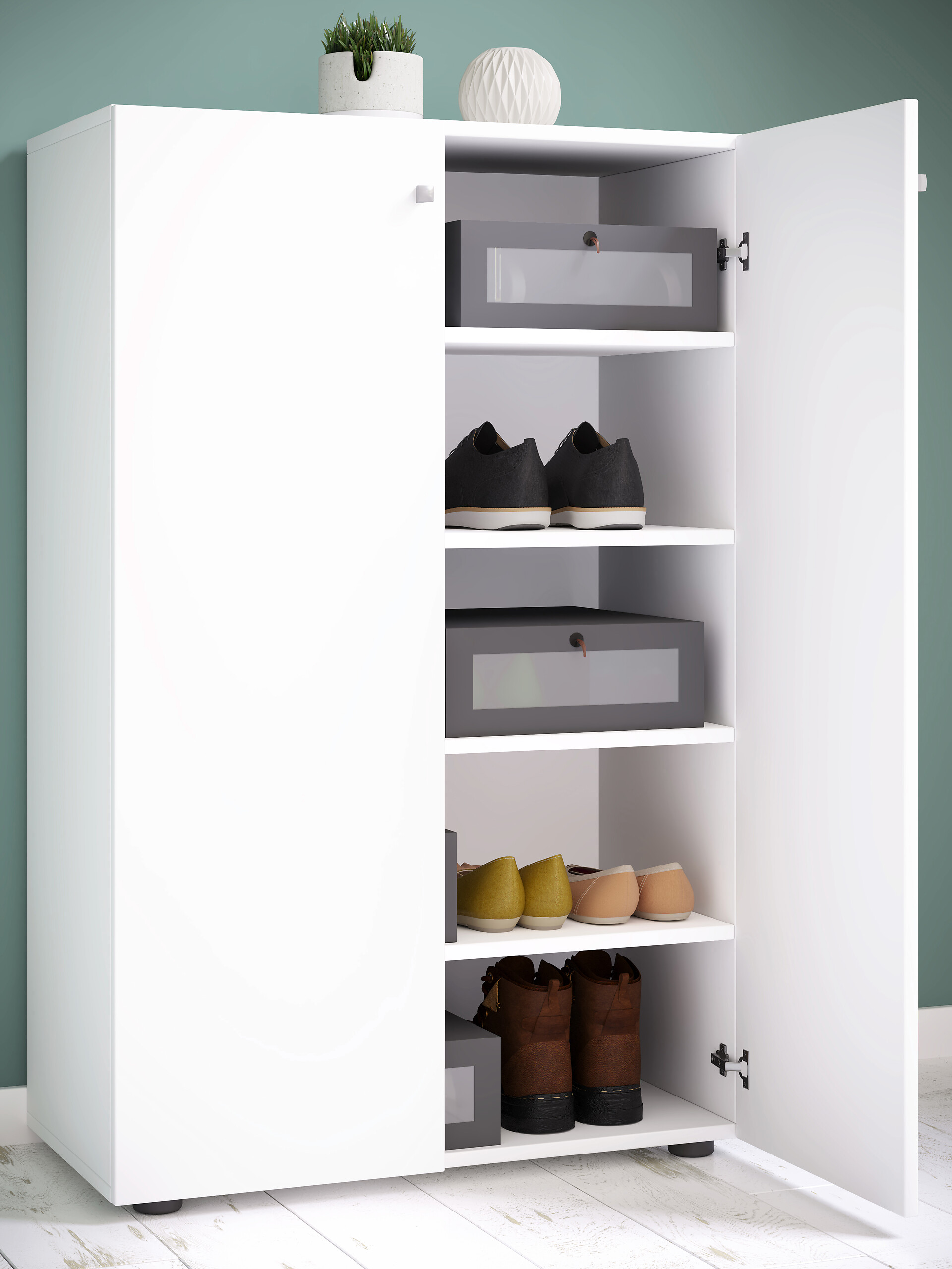 Schuhschrank Lona weiß B/H/T: ca. 70x110x39 cm