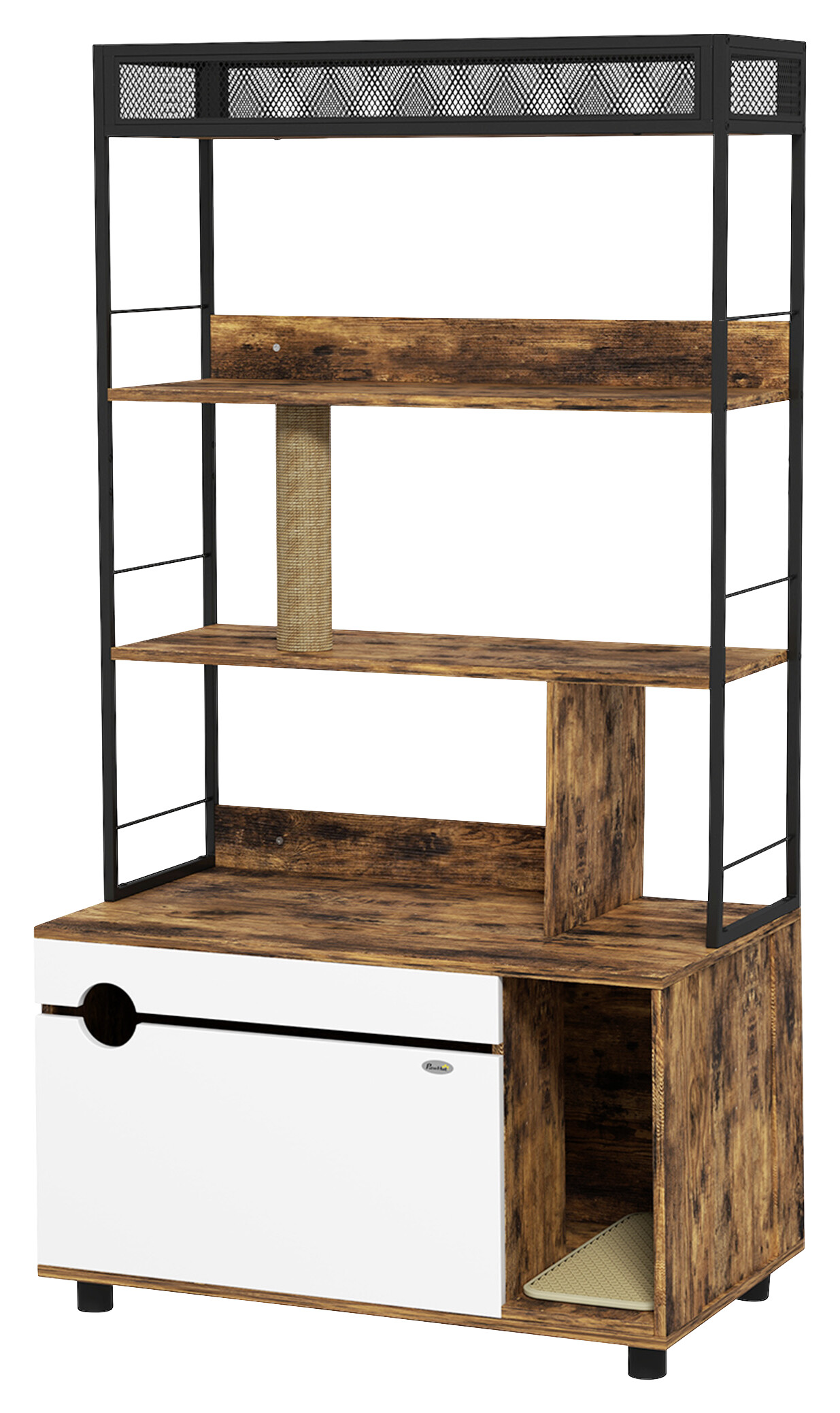 PawHut Katzenklo Schrank braun Stahl B/H/L: ca. 48x152x80 cm