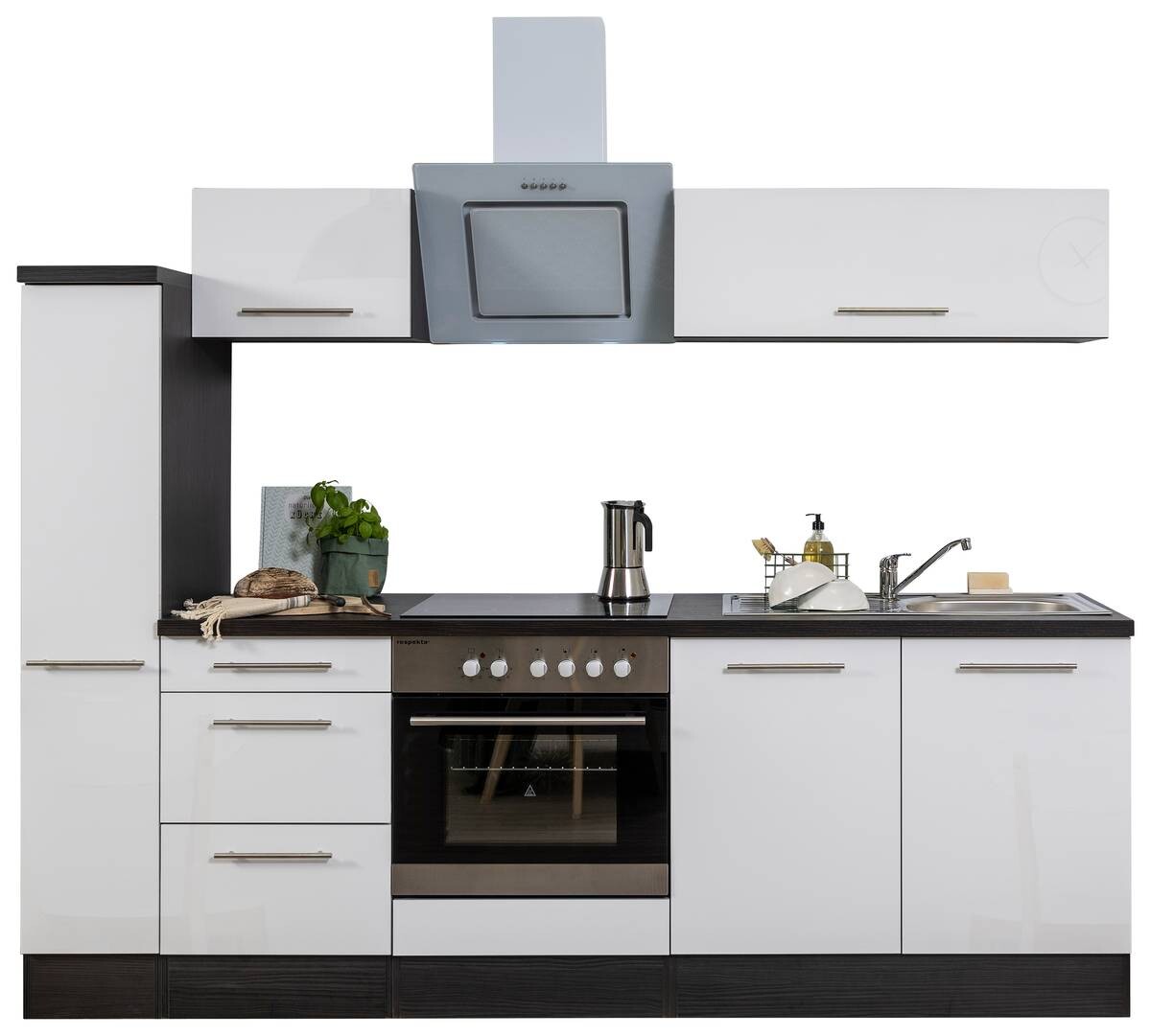 Respekta Küchenblock Amanda weiß Hochglanz B/H/T: ca. 240x200x60 cm