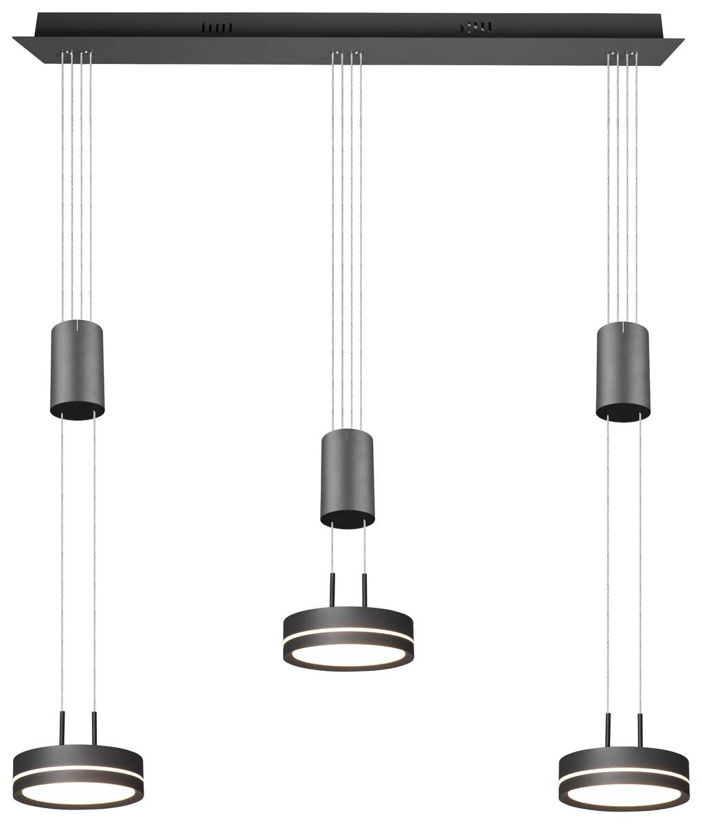 TRIO Pendelleuchte Franklin anthrazit Aluminium B/H/T: ca. 85x150x14 cm 3.0 Brennstellen