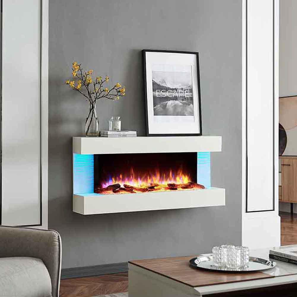 Balderia Wandkamin Helia weiß MDF B/H/T: ca. 127x60x25 cm