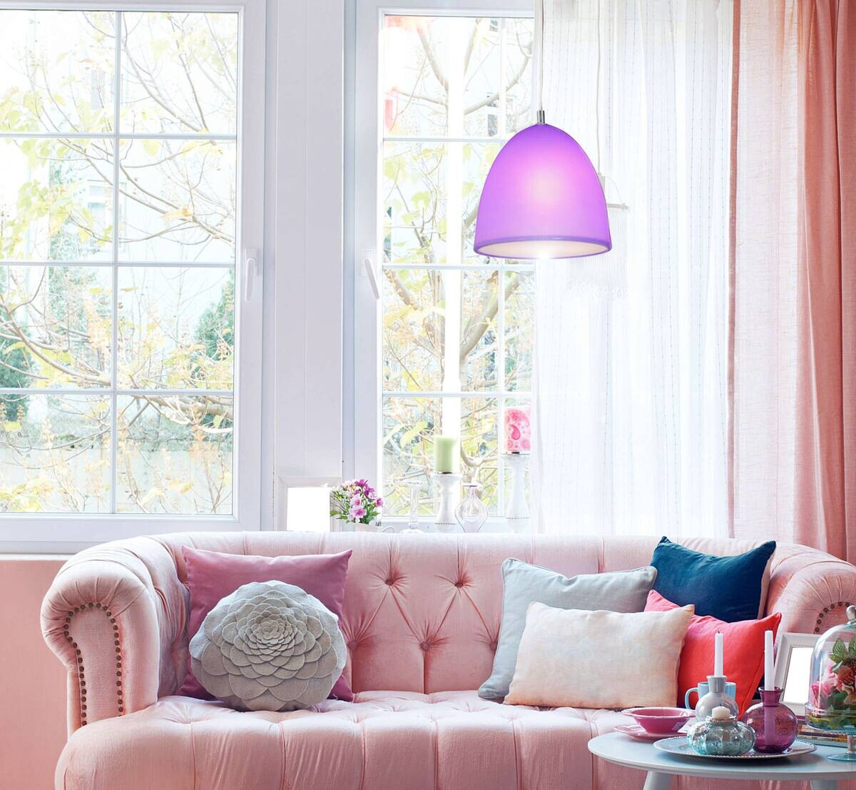 Näve Leuchten Pendelleuchte 6063524 violett Kunststoff B/H/T: ca. 25x110,8x25 cm E27 1 Brennstellen