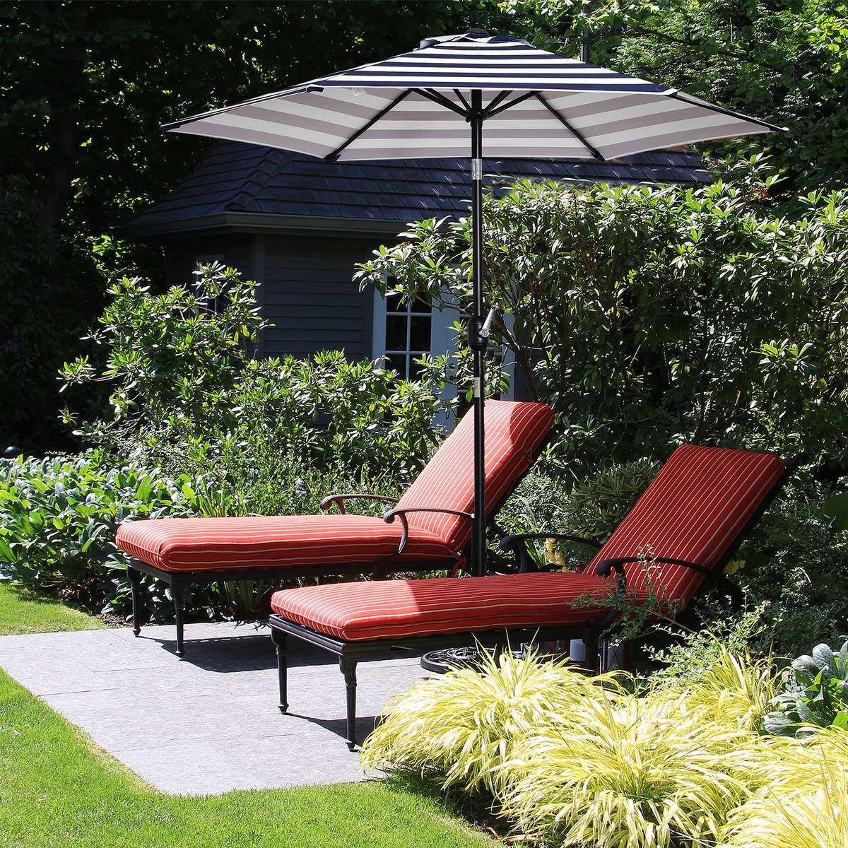 Outsunny Sonnenschirm blau Metall