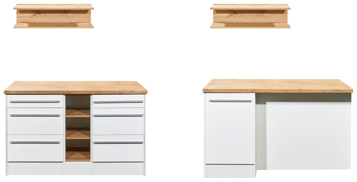 Respekta Inselküche Gabriel weiß Hochglanz