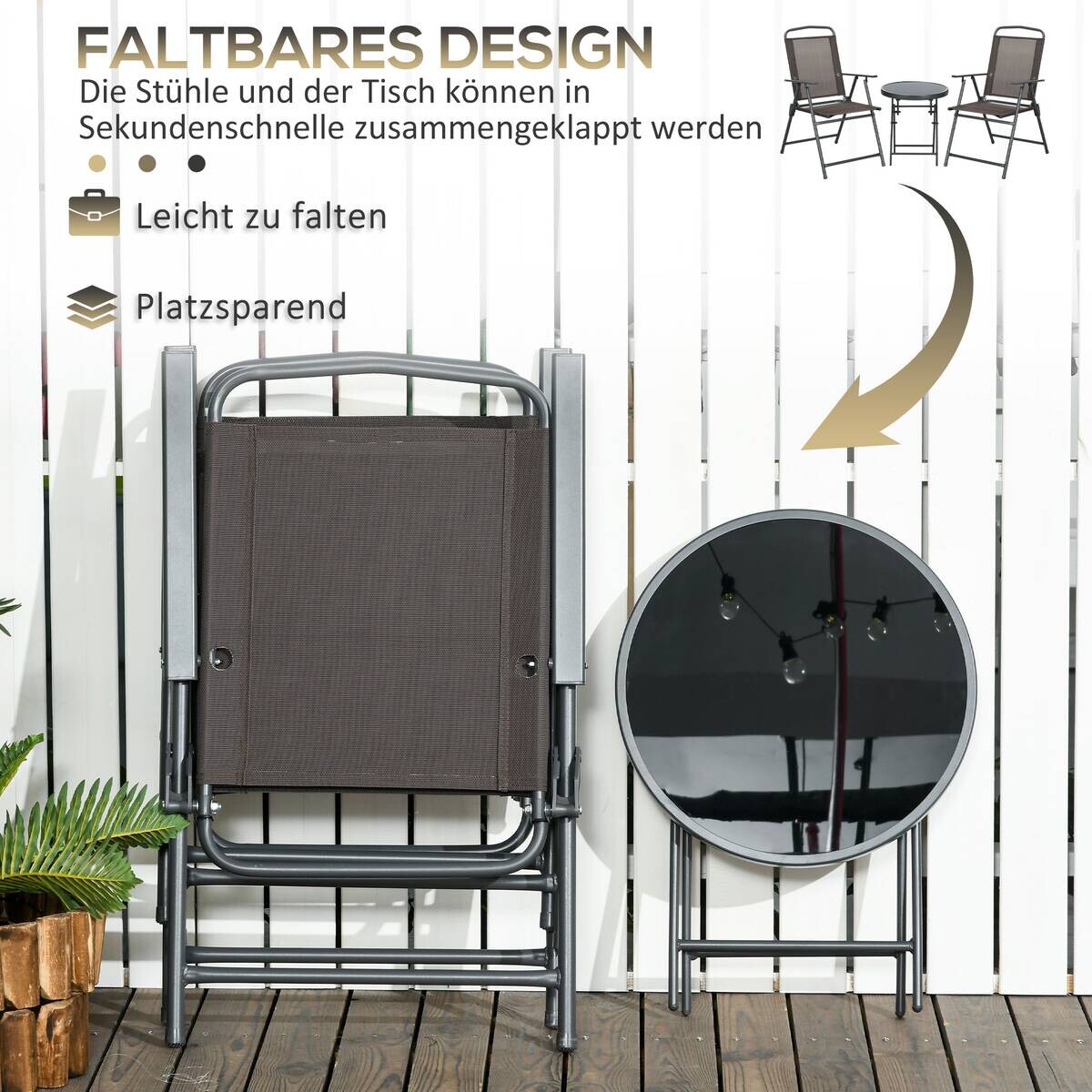 Outsunny Gartenmöbel-Set braun Netzstoff B/H/L: ca. 64x93x53,5 cm