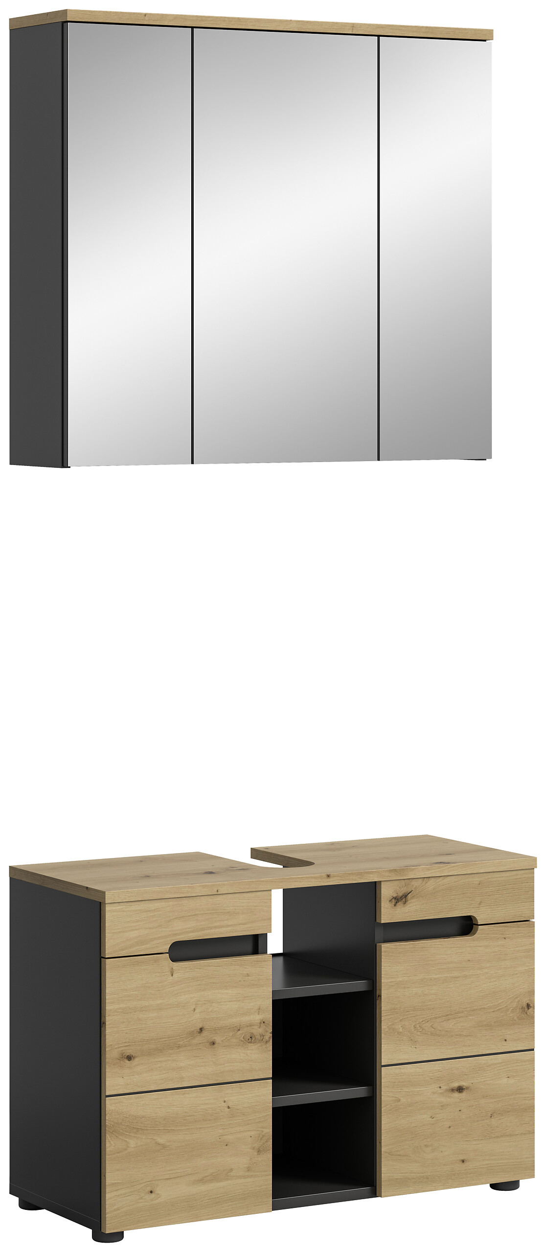 Badezimmer-Set Canu Basalt Eiche Artisan Nachbildung B/H/T: ca. 80x193x34 cm Badezimmer-Set Canu Basalt Eiche Artisan Nachbildung B/H/T: ca. 80x193x34 cm