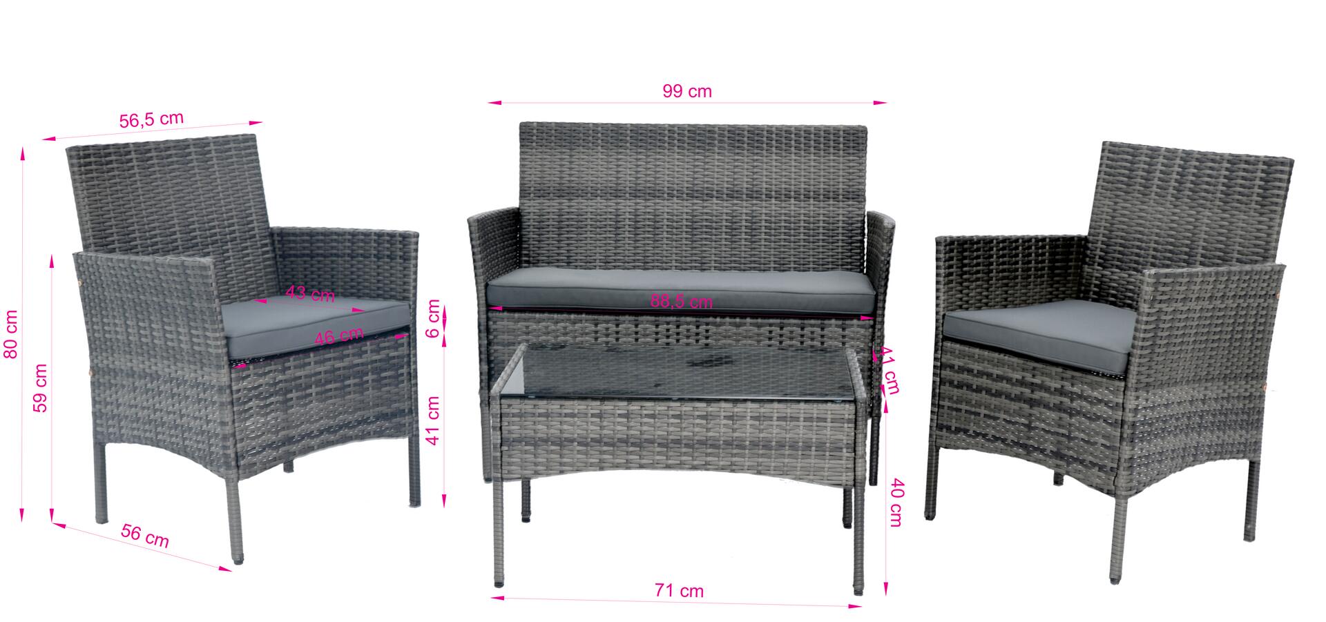 POCOline Gartensitzgruppe Valencia grau Polyrattangeflecht