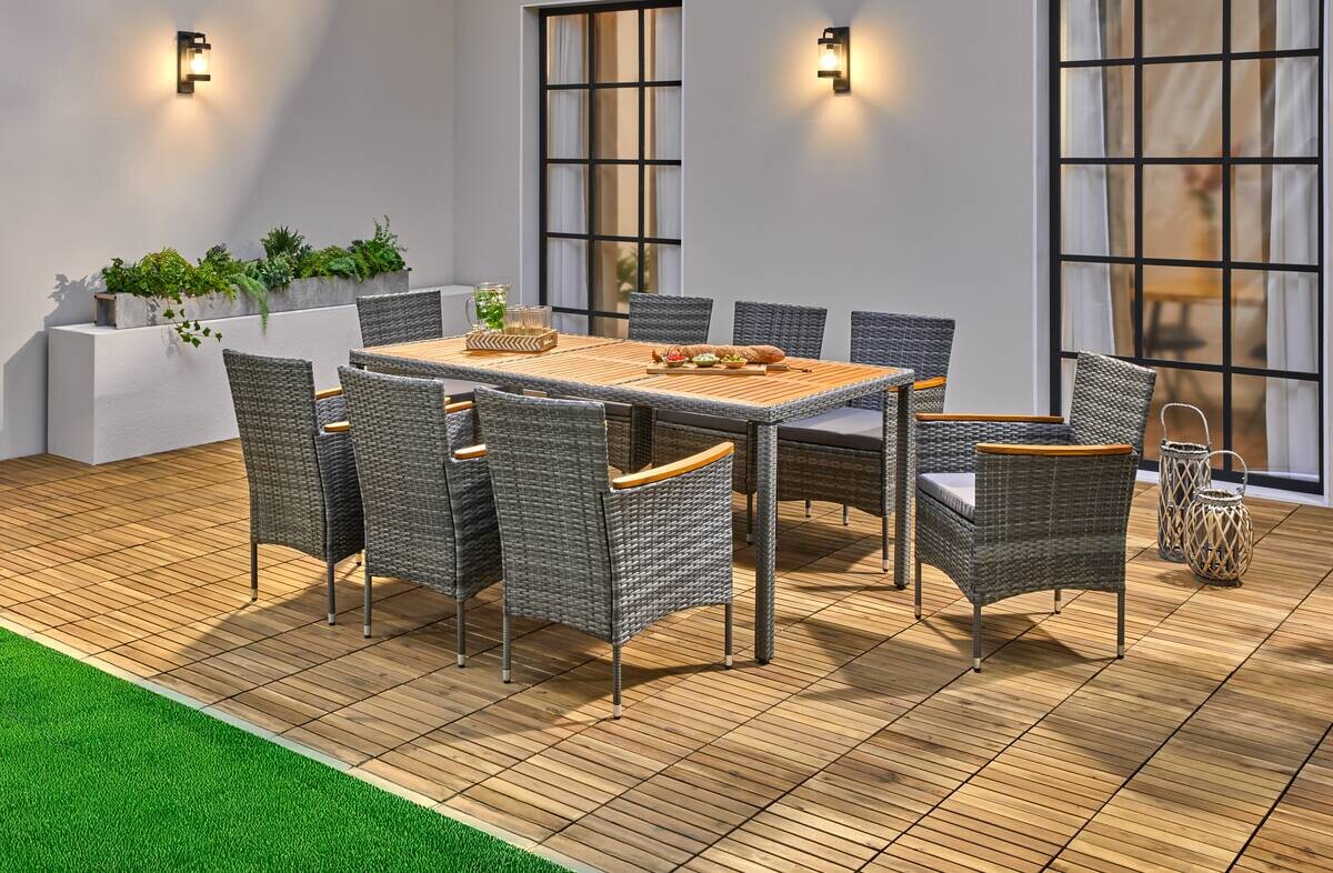 POCOline Tischgruppe Korfu grau Polyrattan