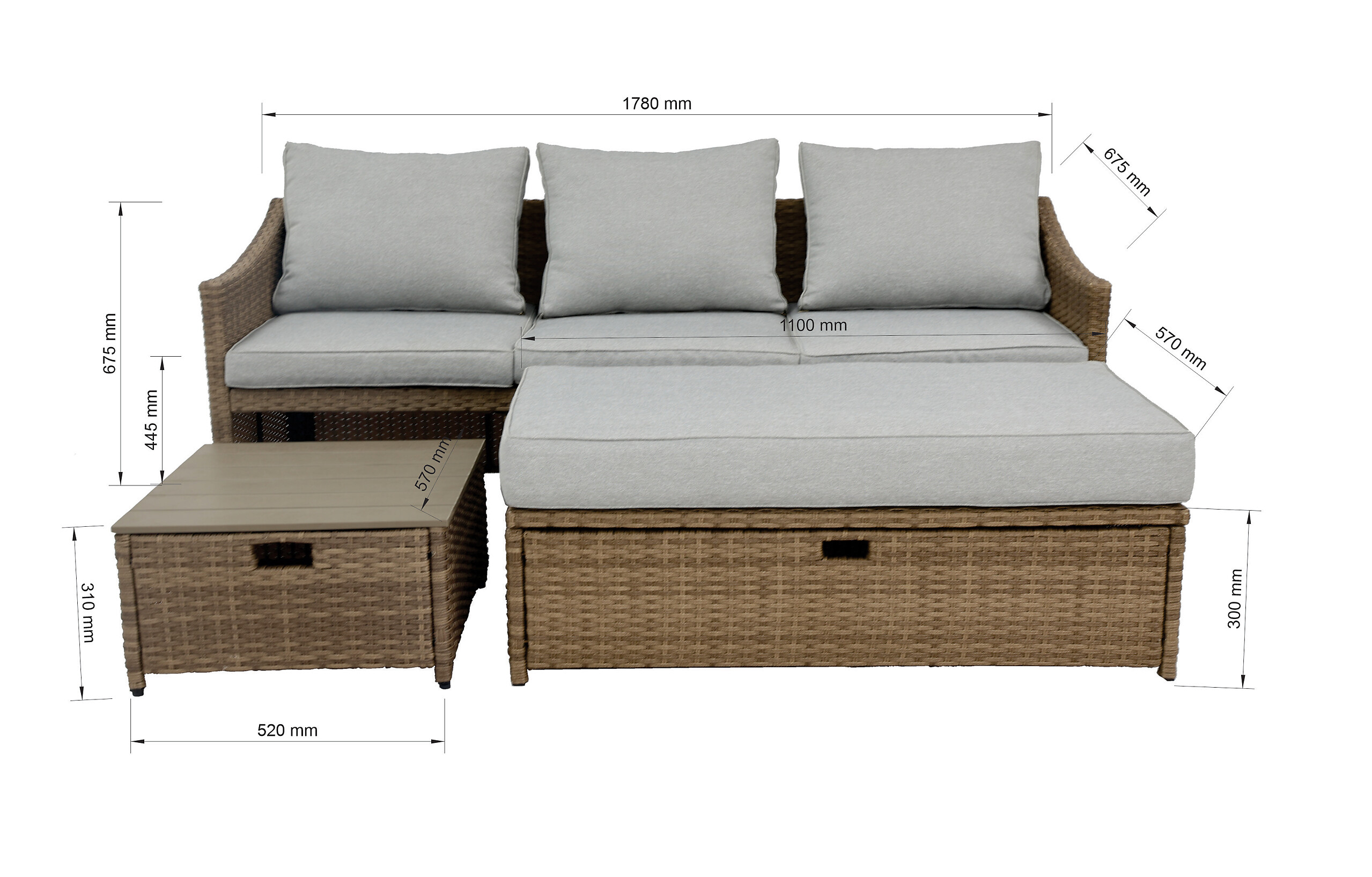 POCOline Gartensitzgruppe Anna braun Stahl