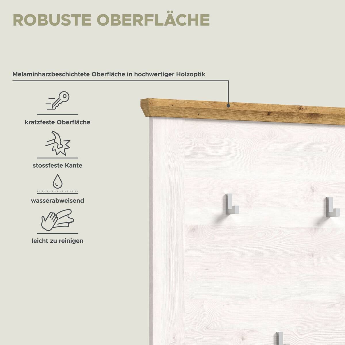 Garderobenpaneel Verona Sibiu Lärche Nachbildung Eiche Artisan Nachbildung B/H/T: ca. 68x103x4 cm