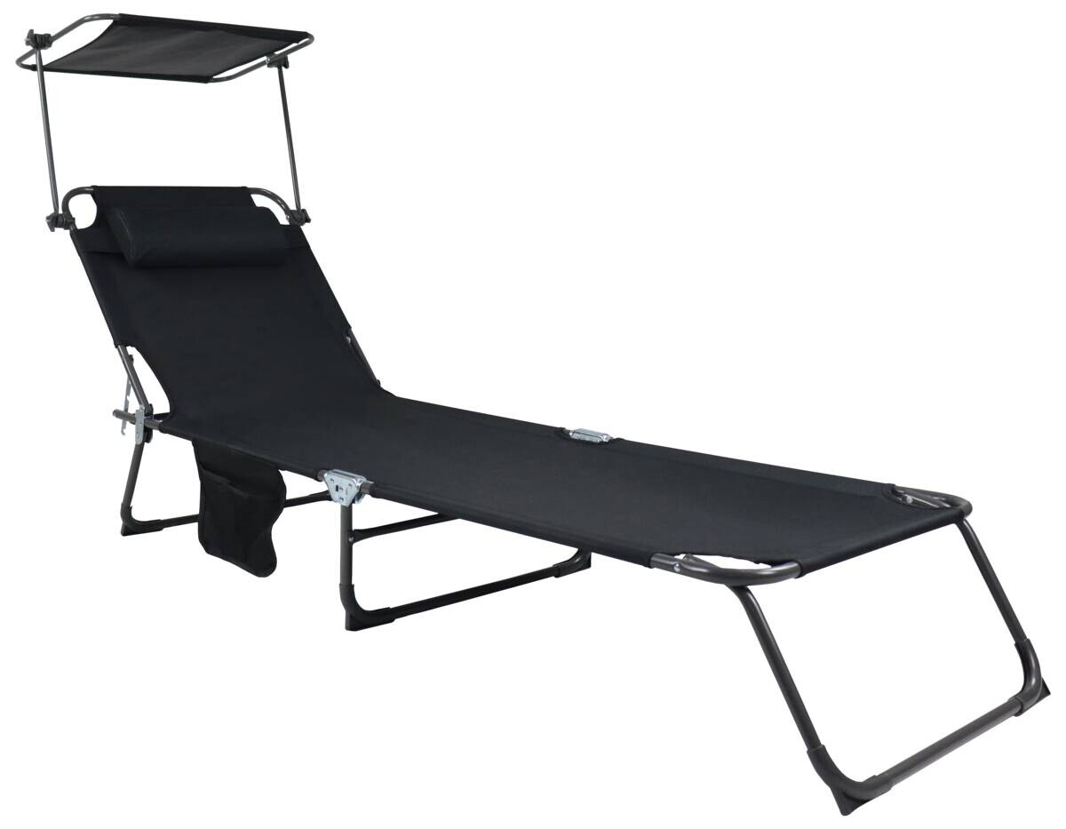 VCM Sonnenliege Bindox schwarz Textilene B/H/L: ca. 55x24x185 cm
