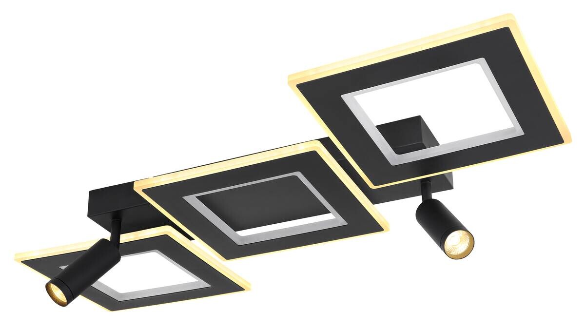 GLOBO Deckenleuchte schwarz Opal Metall Acryl B/H/L: ca. 56x11,5x82 cm 2 Brennstellen