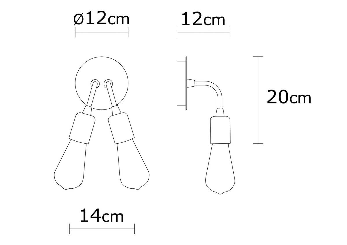 Opviq Wandleuchte Metall B/H/L: ca. 14x20x14 cm E27 2 Brennstellen