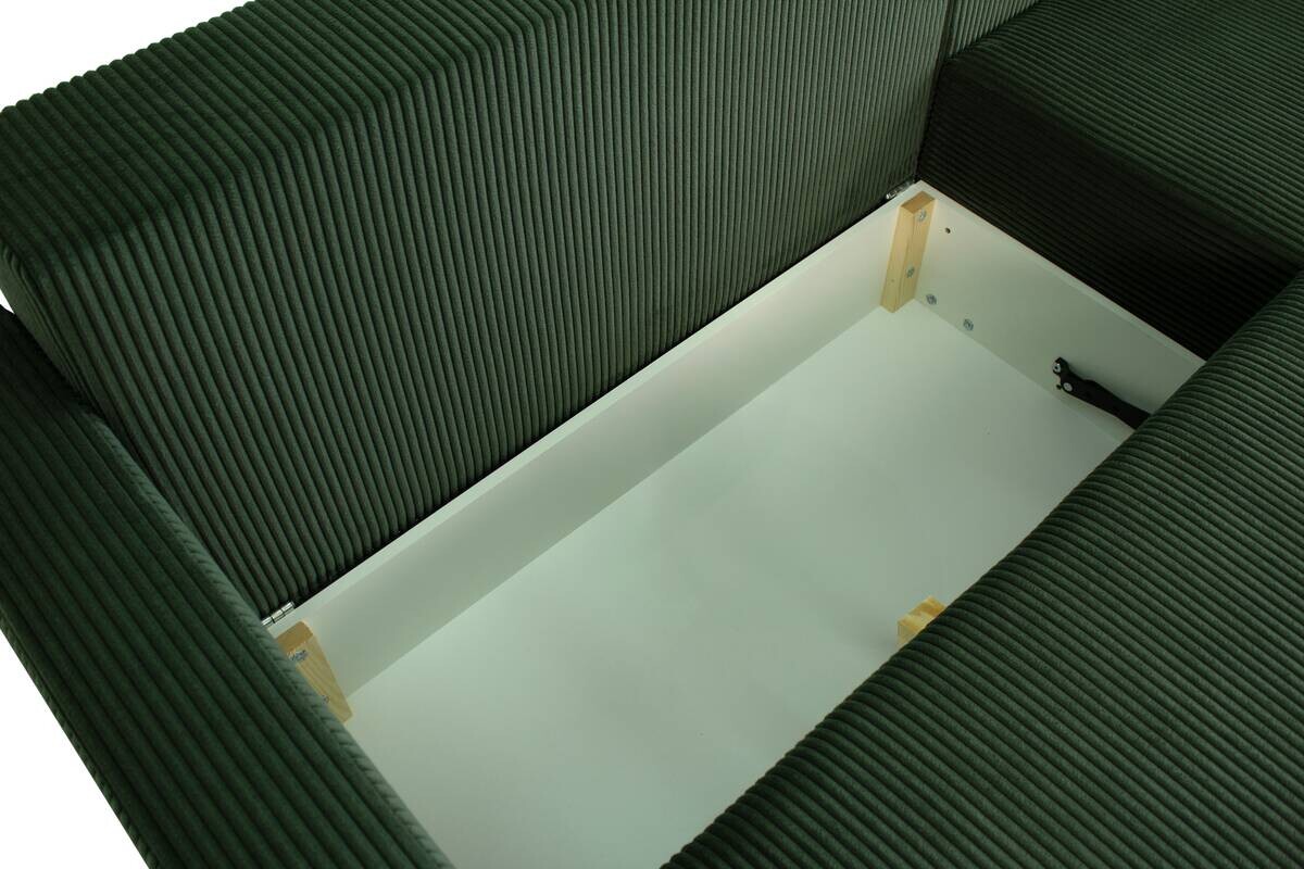Ecksofa mit Bettfunktion und Bettkasten grün Microfaser B/H/T: ca. 227x92x146 cm