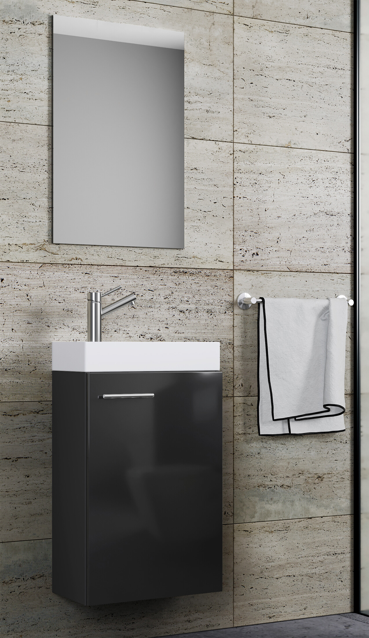 Waschplatz 3tlg-Slito schwarz weiß B/H/T: ca. 41x130x22 cm