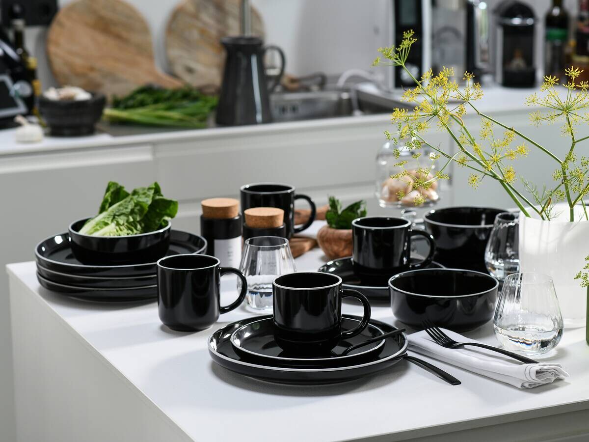 CreaTable Kombiservice Nordic Gourmet schwarz Steinzeug 16 tlg.