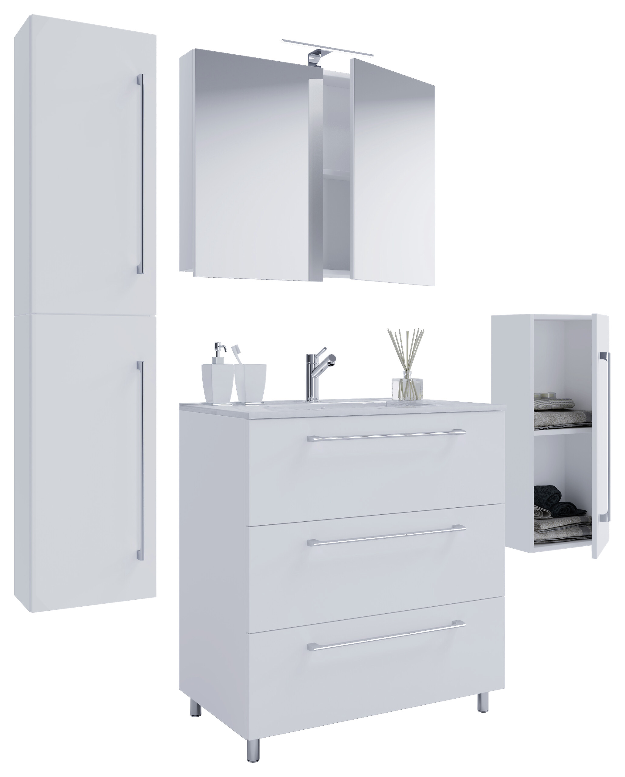 Waschplatz 5tlg-Schubo weiß B/H/T: ca. 80x86x46 cm