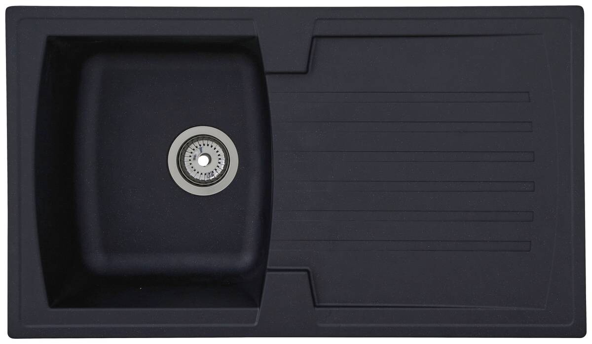 Respekta Einbauspüle Boston 86 x 50 S schwarz Mineralite B/H/T: ca. 86x20x50 cm
