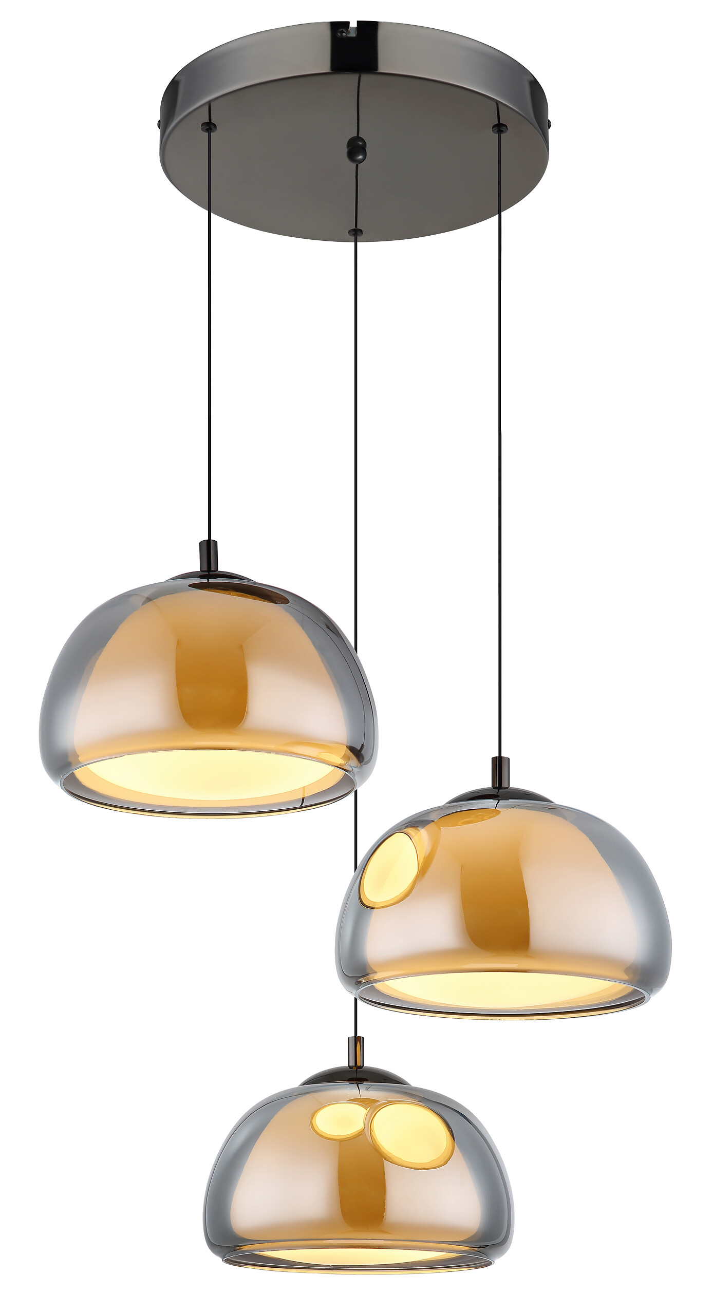 GLOBO Hängeleuchte Chrom schwarz Glas Metall B/H/L: ca. 53x25,5x57 cm