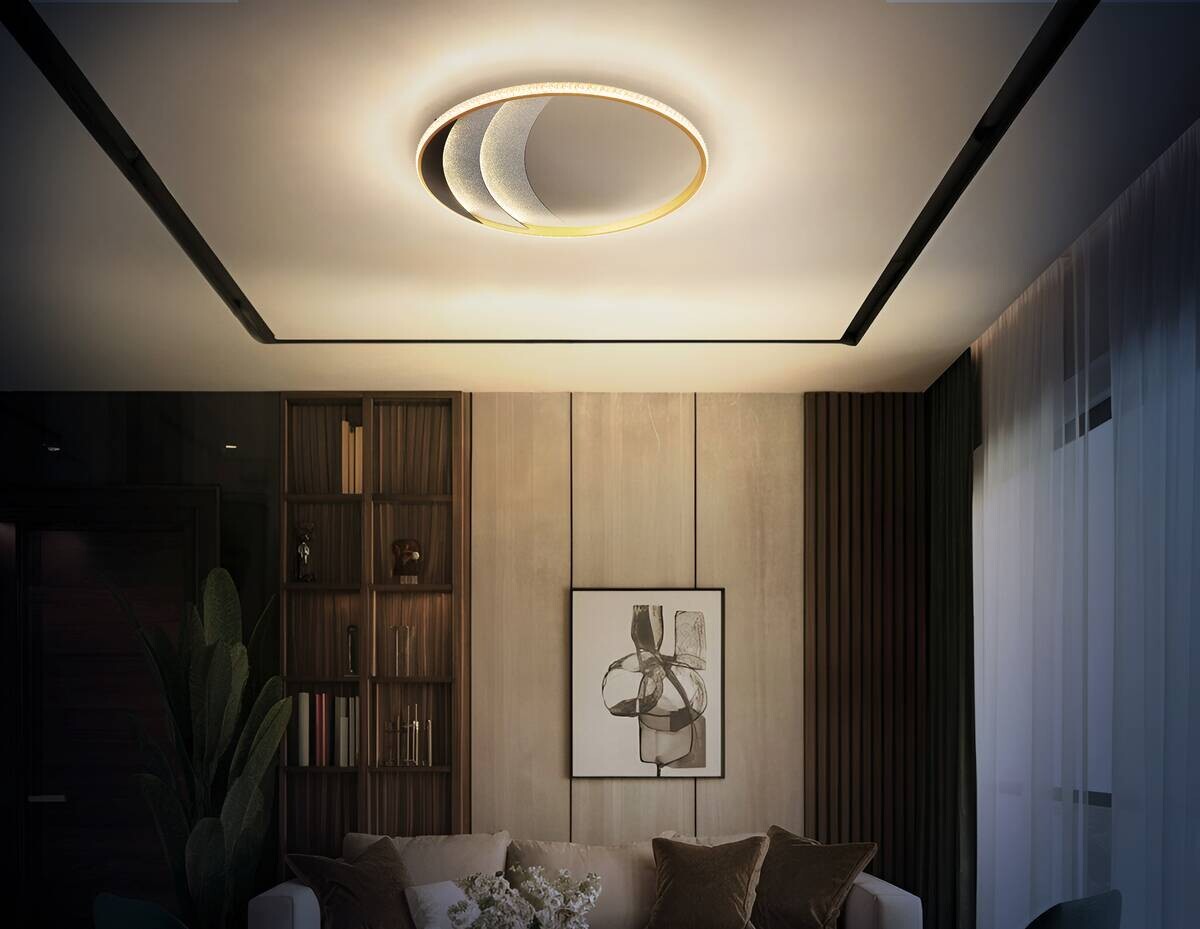 GLOBO Deckenleuchte gold klar schwarz Metall Kunststoff Aluminium H/D: ca. 6x52 cm 1 Brennstellen