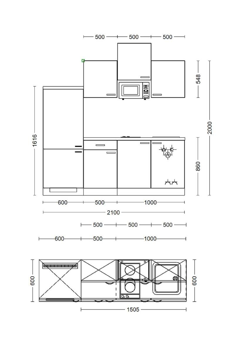 Küchenblock Valero weiß Hochglanz B/H/T: ca. 210x226x60 cm