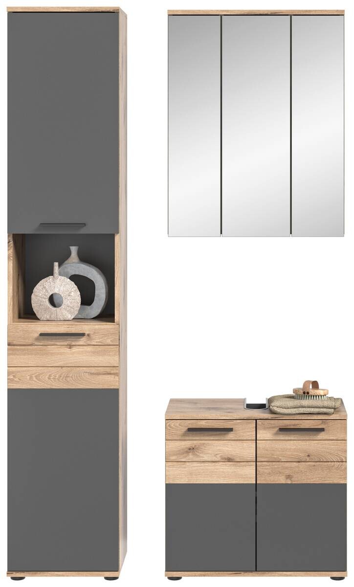 Badezimmer-Set MASON Nox Oak Nachbildung edles Basaltgrau Nachbildung B/H/T: ca. 112x190x34 cm