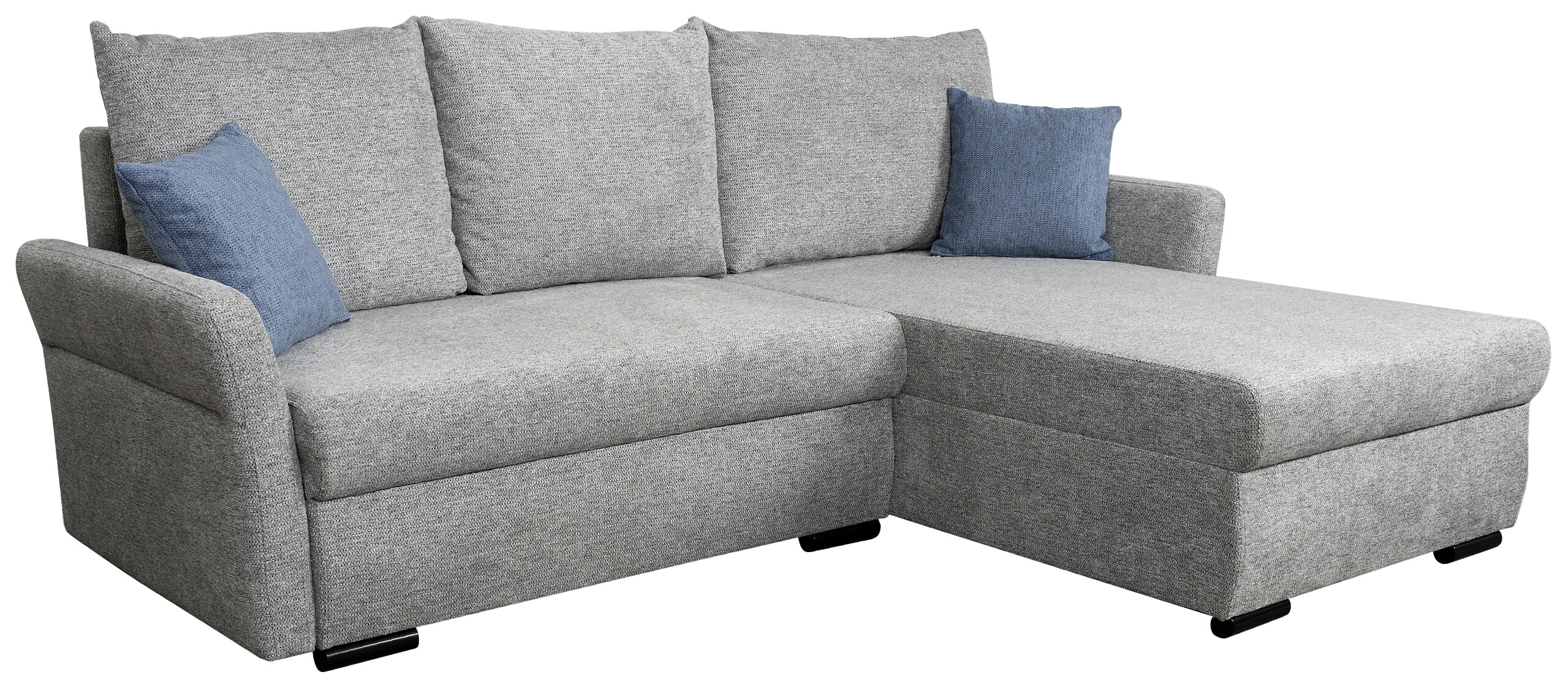 Ecksofa mit Bettfunktion und Bettkasten grau Webstoff B/H/T: ca. 218x90x168 cm