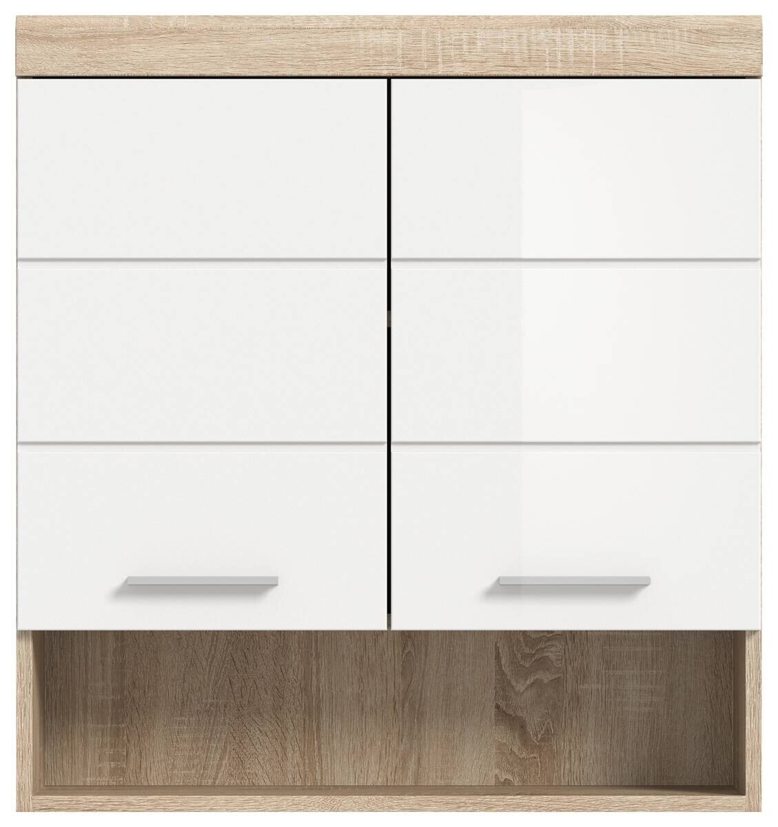 Badhängeschrank Lambada Eiche Sonoma Nachbildung weiß Hochglanz B/H/T: ca. 74x79x24 cm