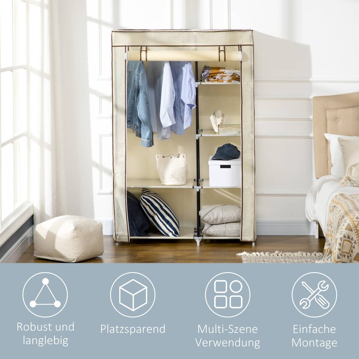 HOMCOM Kleiderschrank cremeweiß Polypropylen B/H/L: ca. 43x103x162,5 cm