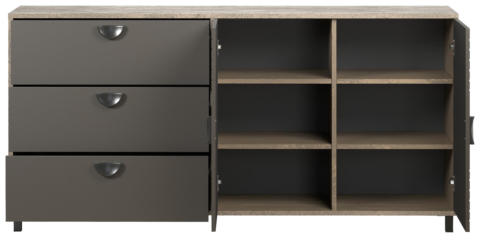 Sideboard Fusion Eiche dunkel Nachbildung bronze Optik B/H/T: ca. 176x86x42 cm