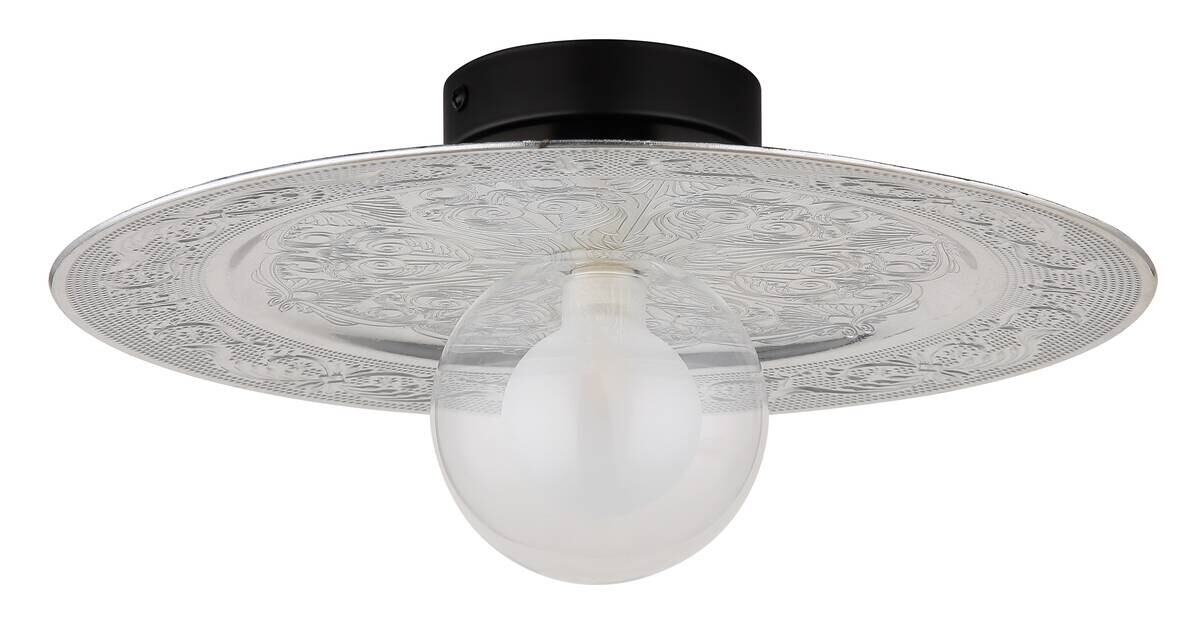 GLOBO LED-Deckenleuchte silber schwarz Metall Kunststoff H/D: ca. 15x33 cm 1 Brennstellen