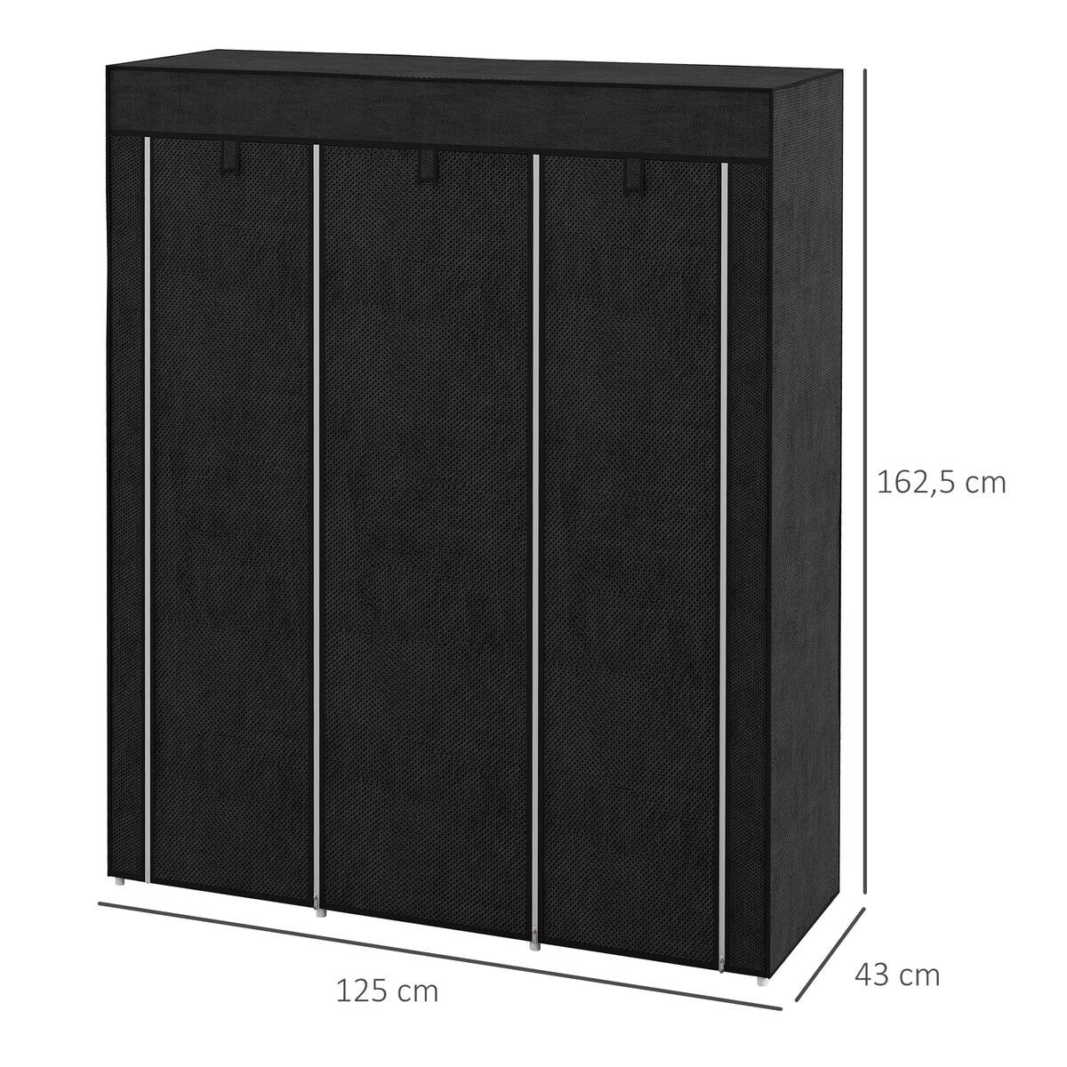 HOMCOM Kleiderschrank schwarz Edelstahl B/H/L: ca. 43x125x162,5 cm
