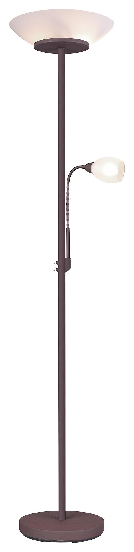 Reality Deckenfluter Gerry rost weiß Metall Glas H/D: ca. 180x34 cm E27 2 Brennstellen