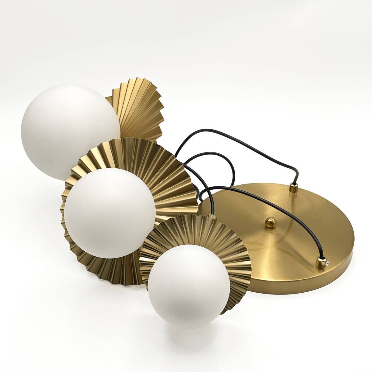 Lamkur Hängeleuchte Kupfer Stahl Glas B/H/L: ca. 120x45x45 cm G9 3 Brennstellen